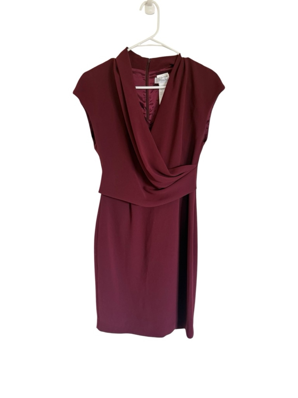 Max Mara Draped Cap-Sleeve Sheath Dress - Burgundy